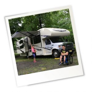 family camping in their motorized rv 